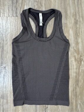 Athleta Black and Cream Striped Racerback Tank